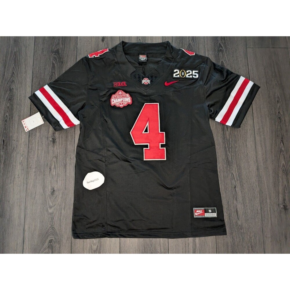 Jeremiah Smith #4 Ohio Buckeyes 2025 BLACKOUT Natty Champs Jersey Small